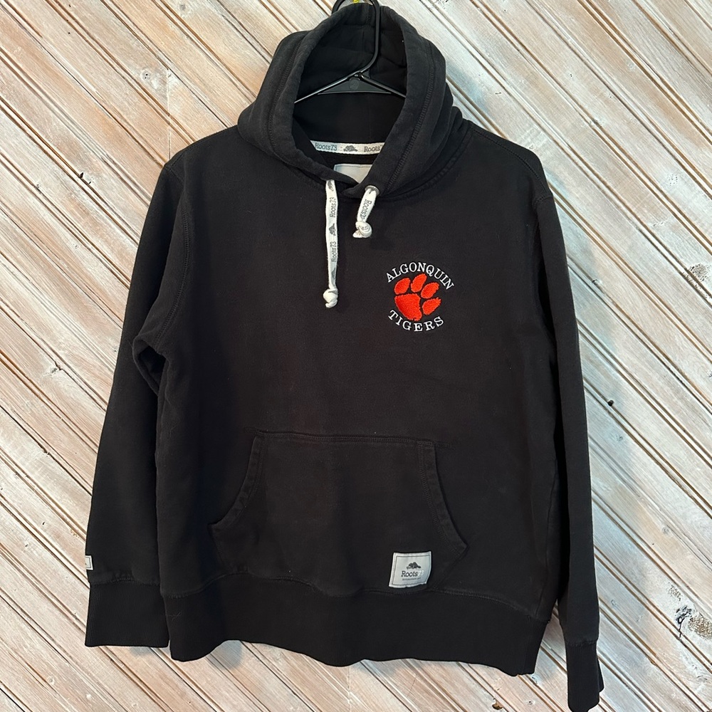 Roots Athletic Black Hoodie with Orange  Algonquin Tigers Logo Sweater